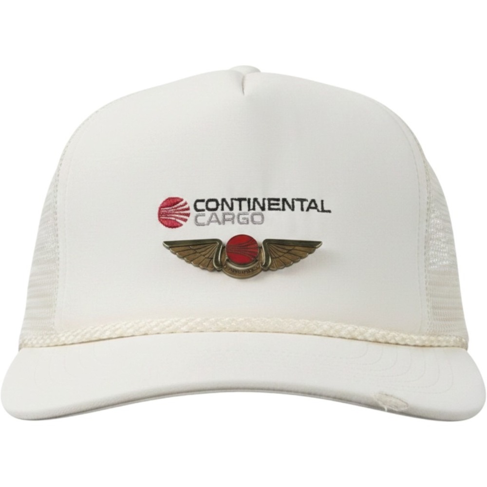 VTG Continental Cargo Trucker Hat White Snapback Airline Pilot Cap Pilot Wings